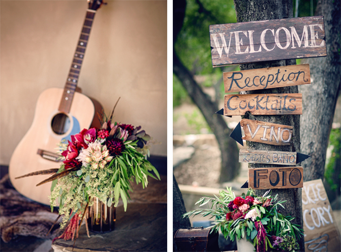 Guitar and wedding bouquet